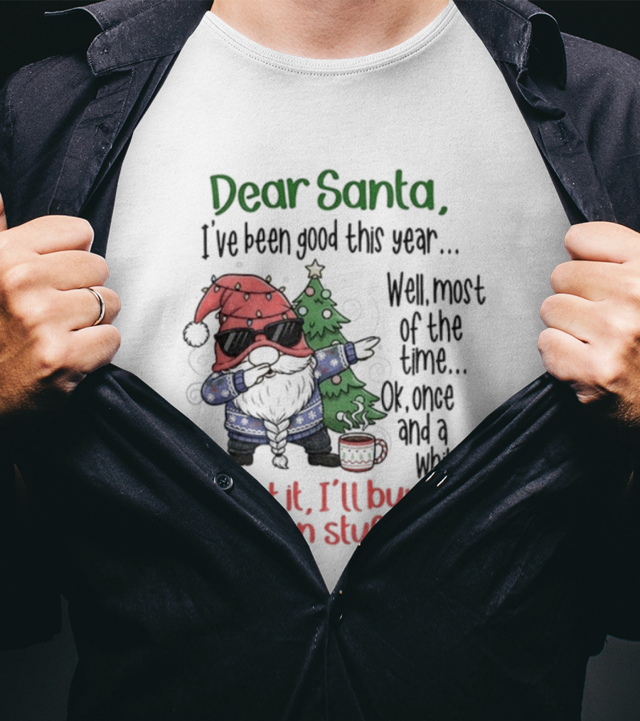 Gnome Dear Santa I’ve Been Good This Year Well Most Of The Time Ok Once And A While Forget It I’ll Buy My Own Stuff Christmas T-Shirt
