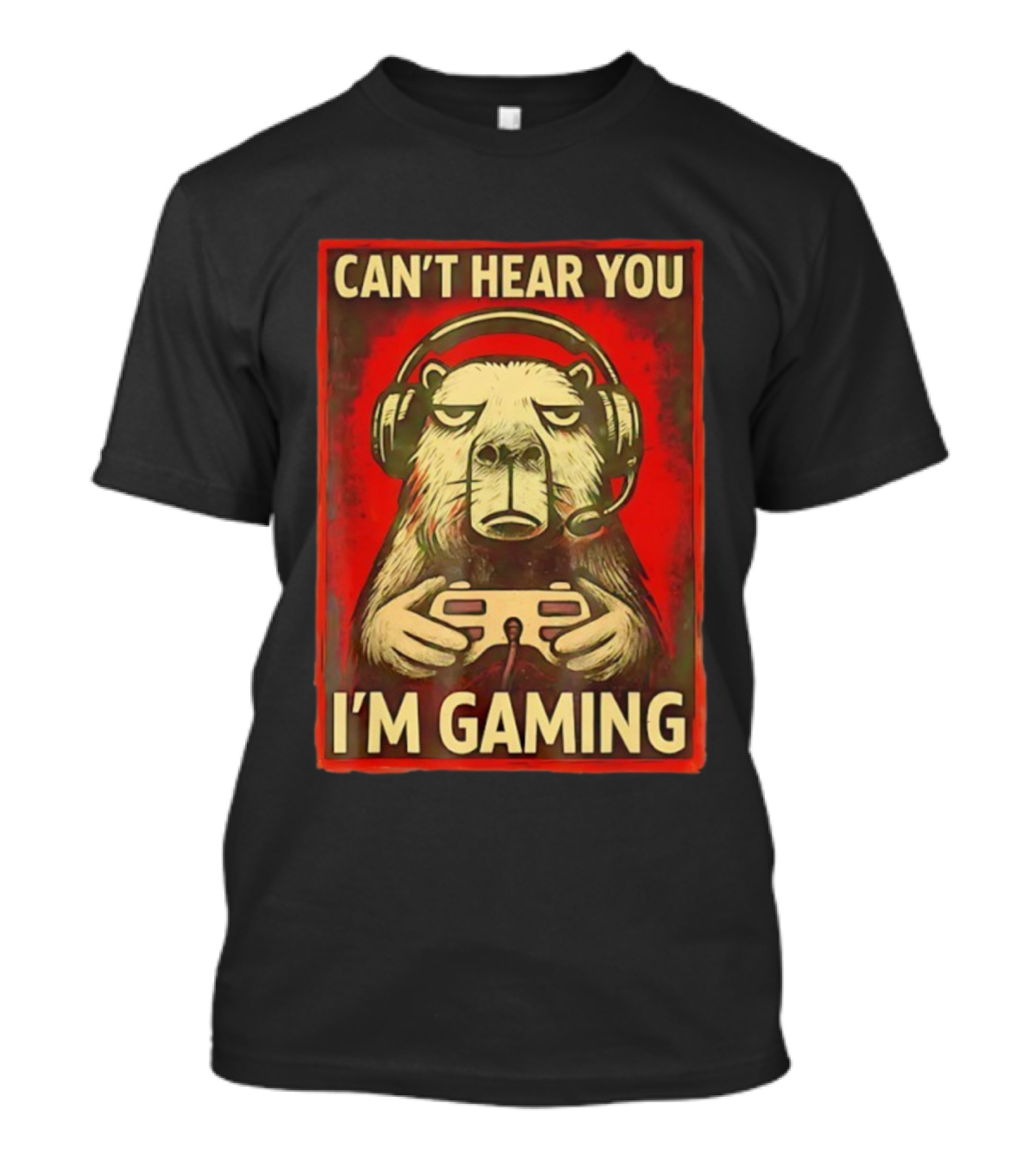 Can't Hear You I'm Gaming Capybara With Headphones Vintage Gaming Vibes T-Shirt