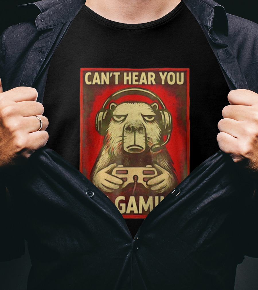 Can't Hear You I'm Gaming Capybara With Headphones Vintage Gaming Vibes T-Shirt