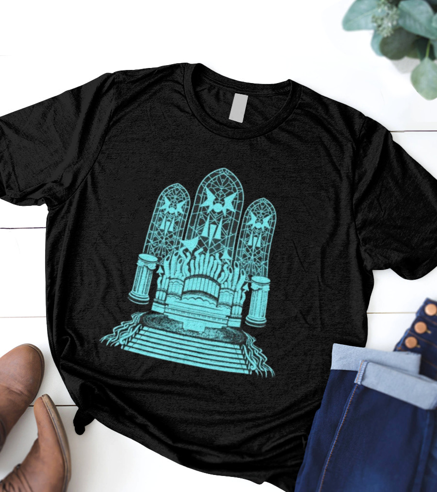 Stained Glass Organ Throne With Gothic Cathedral Window Arches T-Shirt
