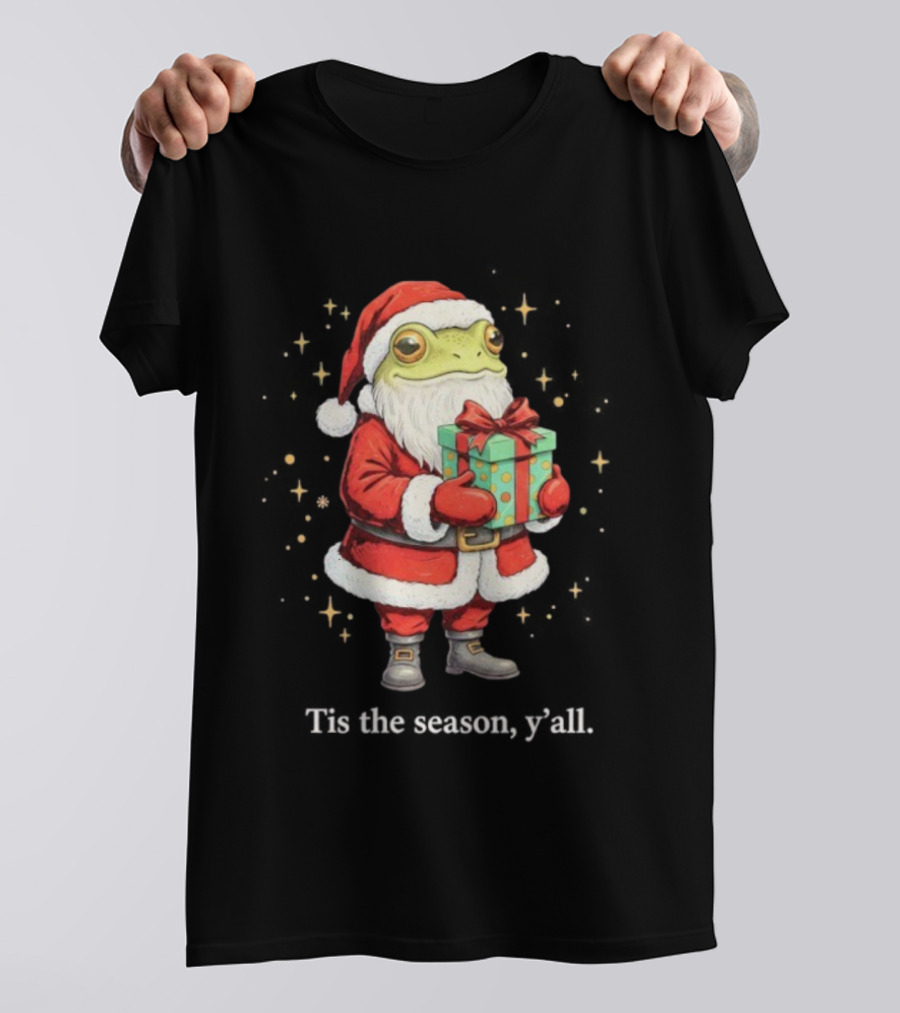 Tis The Season Y'all Frog Santa Christmas T-Shirt