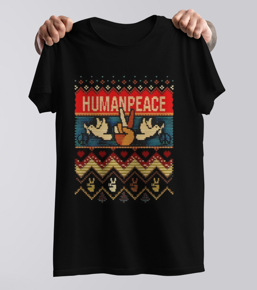 Humanpeace Christmas Hand Sign Dove Peace Ugly T-Shirt
