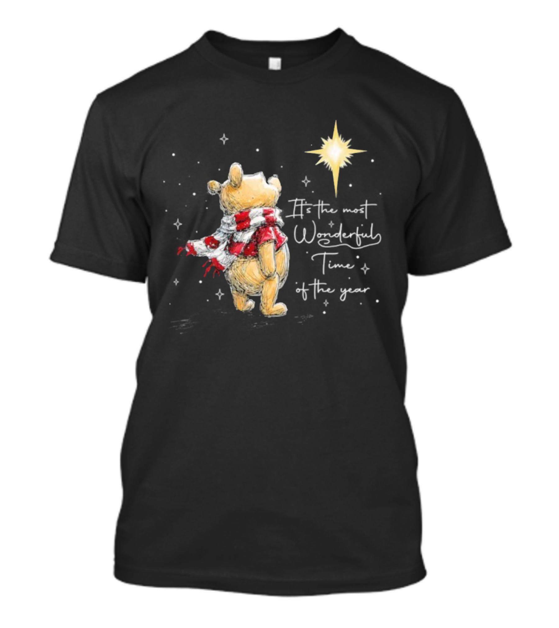 It's The Most Wonderful Time Of The Year Christmas Winnie The Pooh Star And Scarf T-Shirt