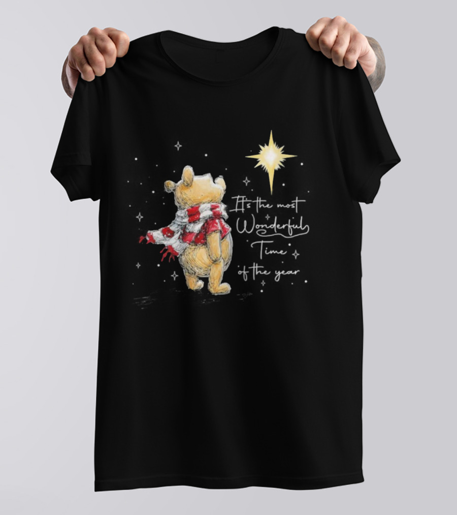 It's The Most Wonderful Time Of The Year Christmas Winnie The Pooh Star And Scarf T-Shirt