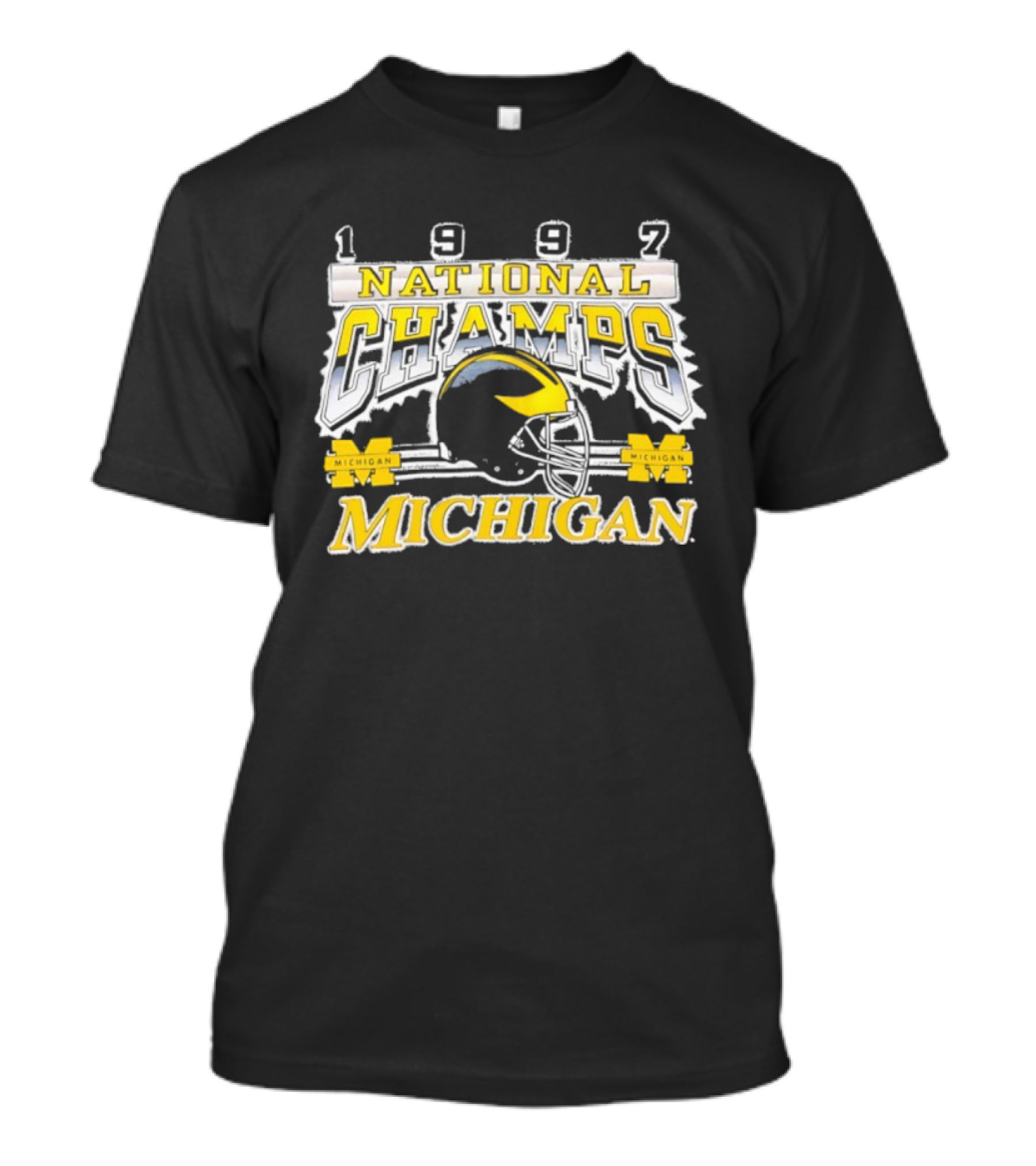 1997 Michigan National Champs Wolverines Football Helmet Vintage T-Shirt