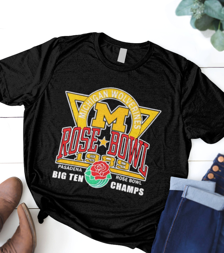 Michigan Wolverines Rose Bowl 1989 Pasadena Big Ten Champs T-Shirt