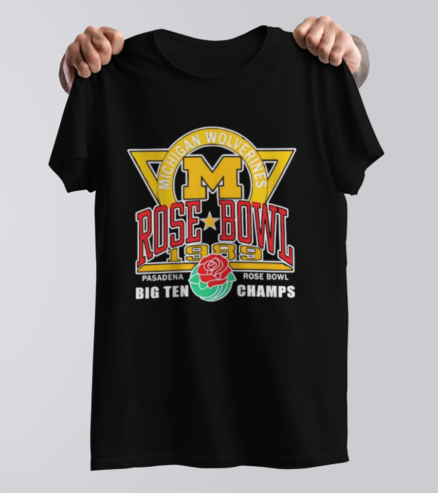 Michigan Wolverines Rose Bowl 1989 Pasadena Big Ten Champs T-Shirt