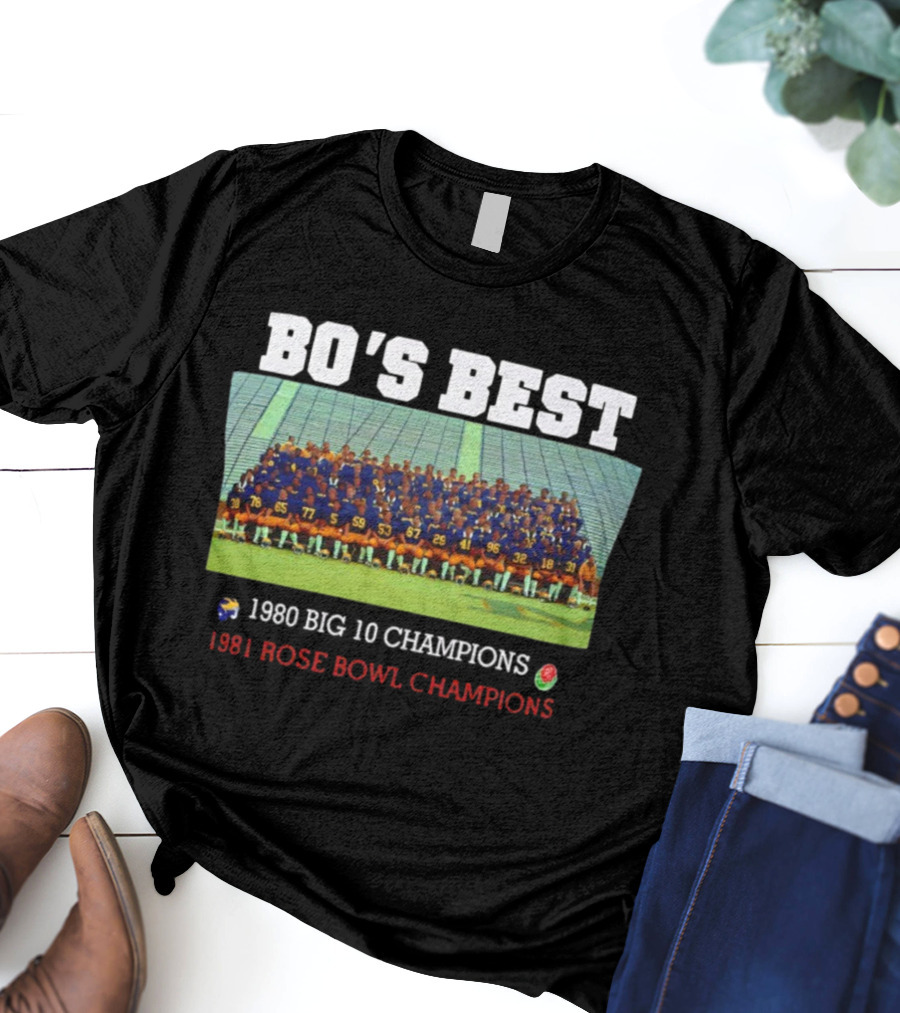Michigan Wolverines Bo's Best Big 10 Champions Rose Bowl Winning Team T-Shirt