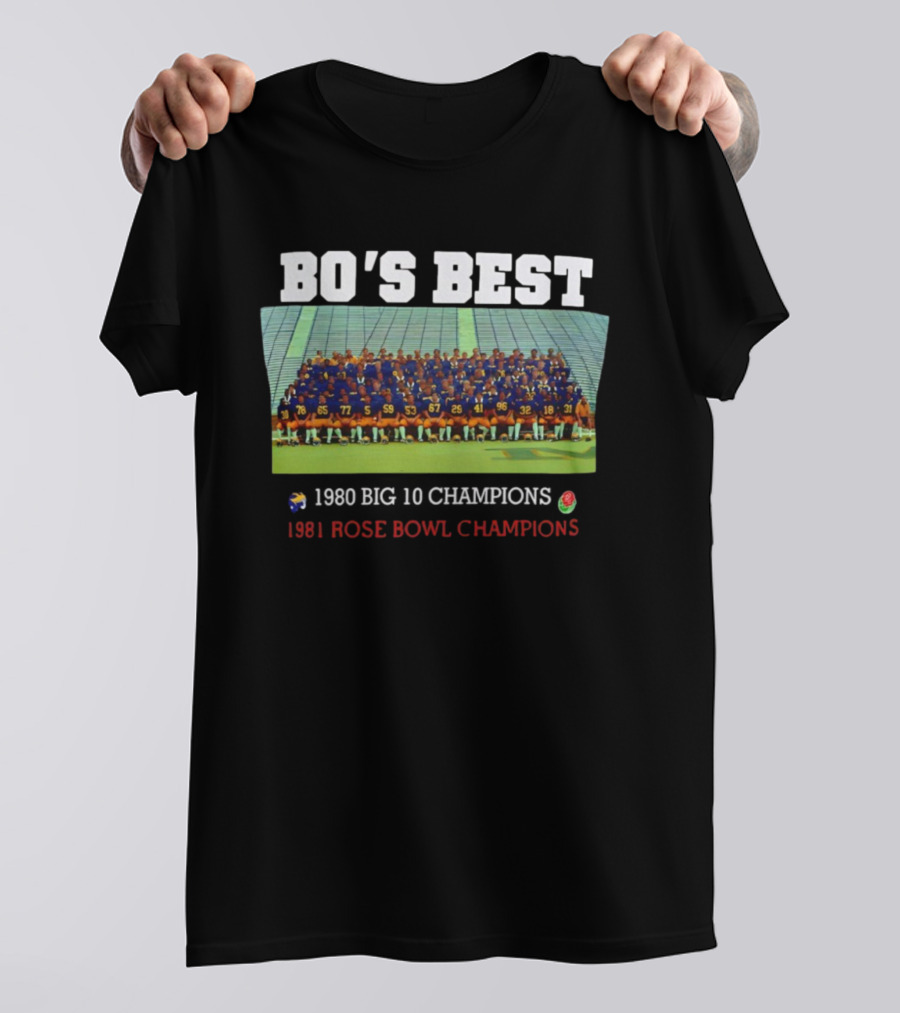 Michigan Wolverines Bo's Best Big 10 Champions Rose Bowl Winning Team T-Shirt