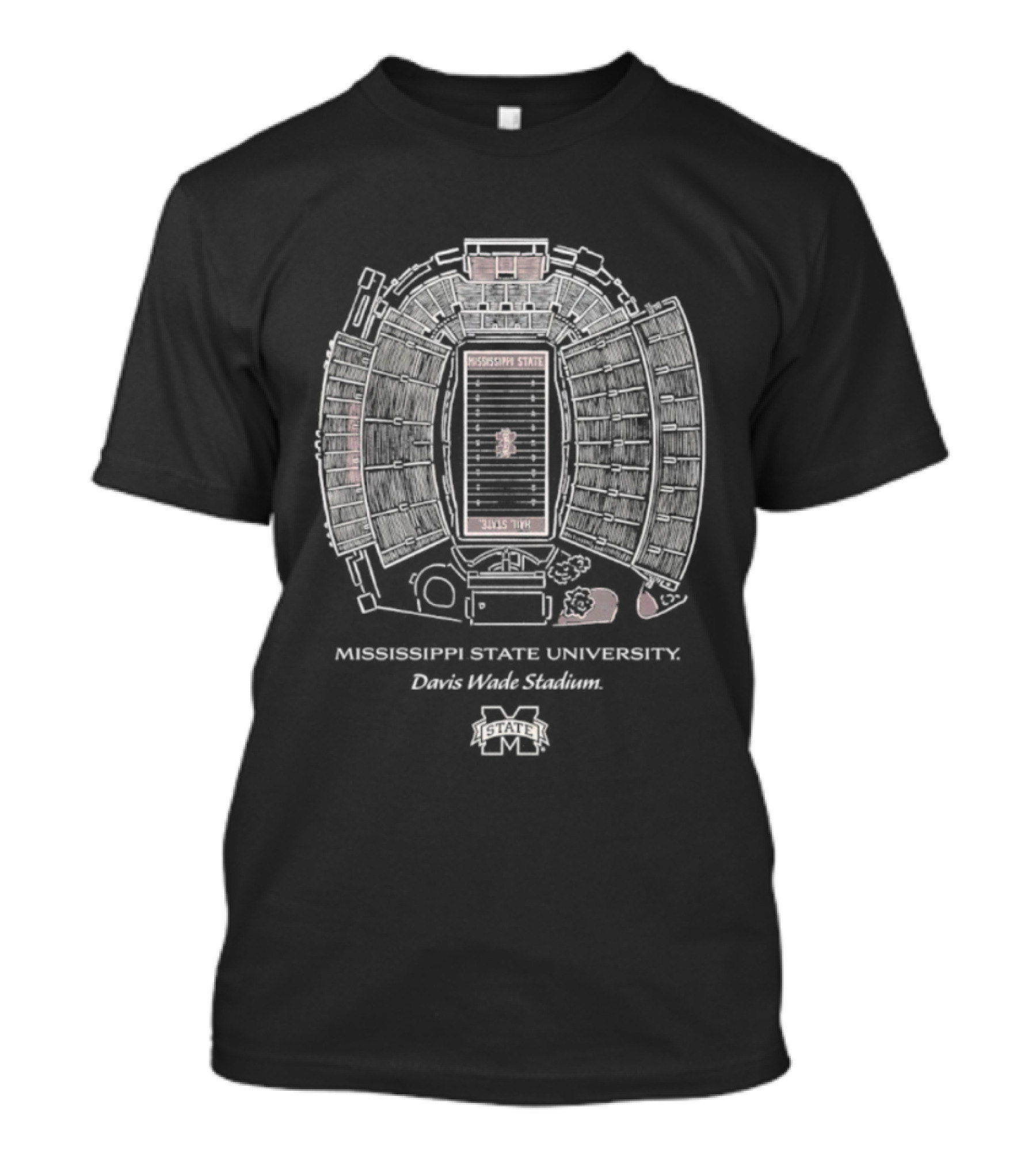Mississippi State University Davis Wade Stadium Blueprint Stadium Layout Architecture Plan T-Shirt