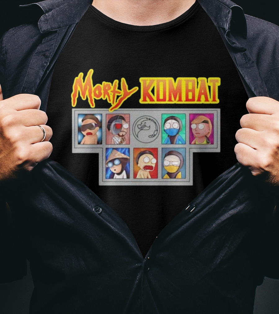 Morty Kombat Rick And Morty Mortal Kombat Characters Crossover T-Shirt