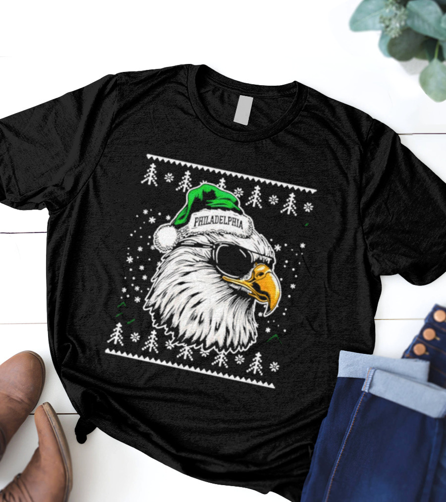 Philadelphia Eagles Mascot Festive Christmas Sweater Ugly Holiday Style T-Shirt
