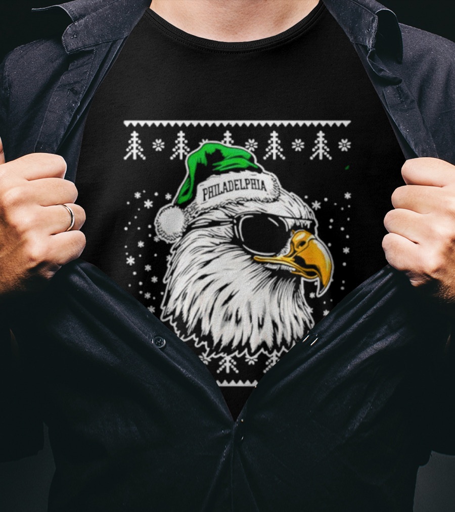Philadelphia Eagles Mascot Festive Christmas Sweater Ugly Holiday Style T-Shirt
