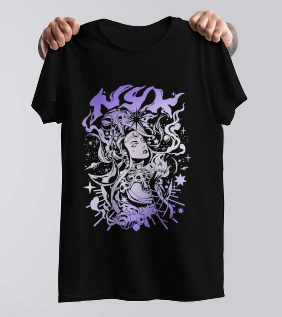 Hades Nyx Night Incarnate Mythology Art Purple Aesthetic Stars And Moons T-Shirt