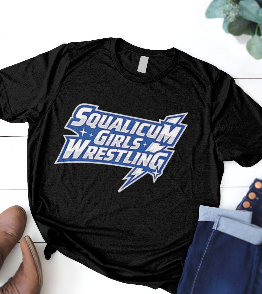 Squalicum Girls Wrestling Team Lightning Bold Font T-Shirt