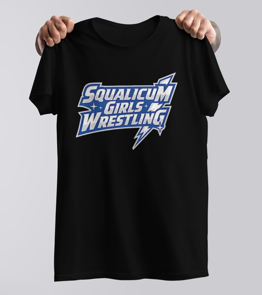 Squalicum Girls Wrestling Team Lightning Bold Font T-Shirt