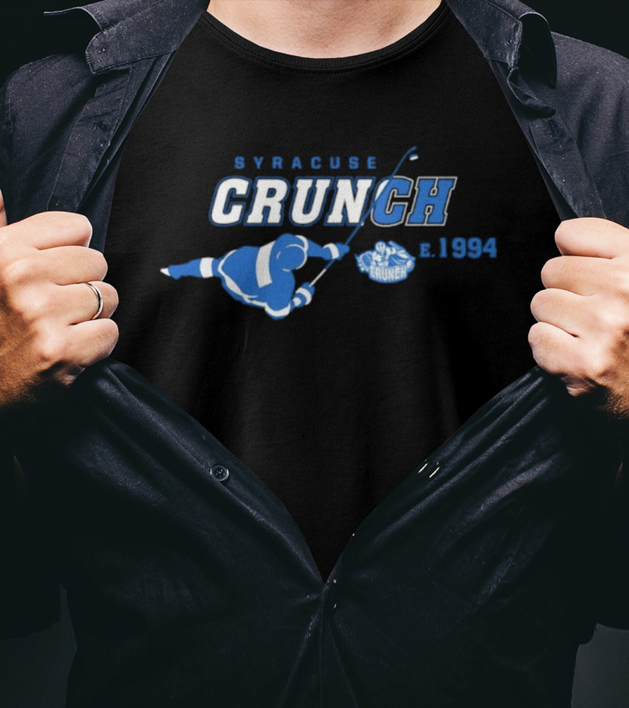 Syracuse Crunch Hockey Est 1994 Birdseye Player And Mascot T-Shirt
