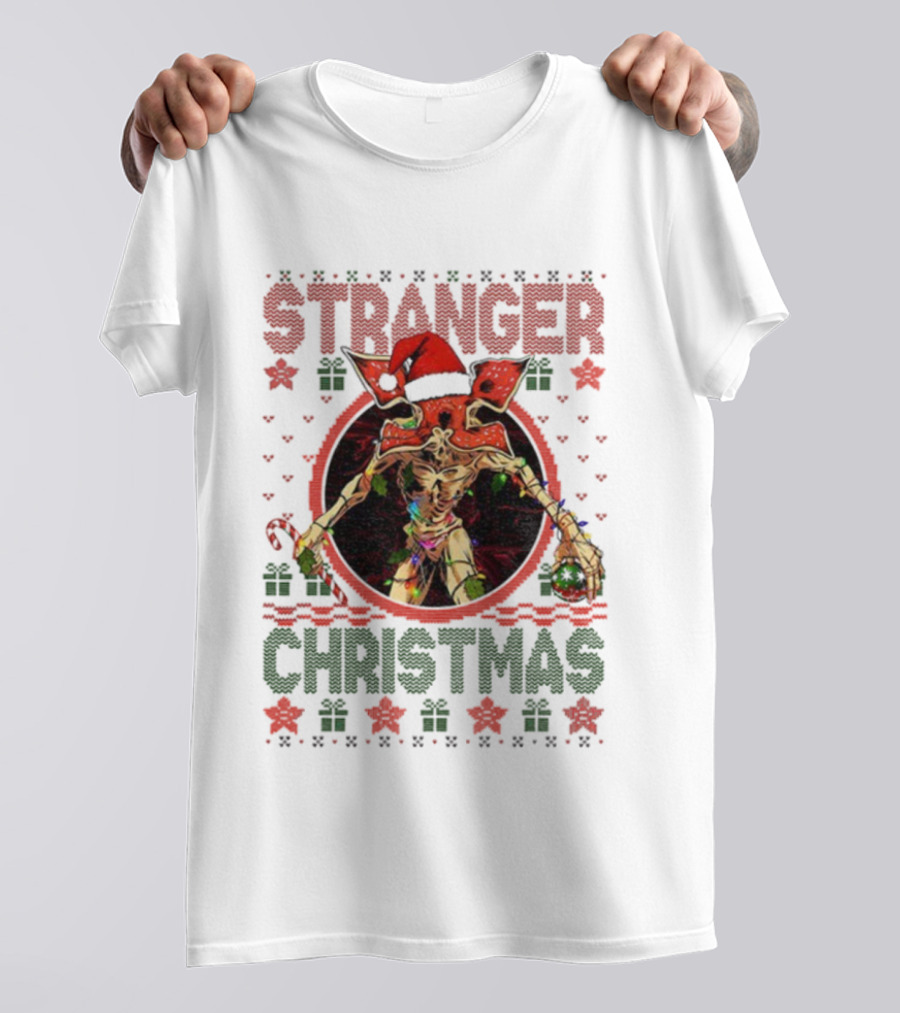 Stranger Christmas Demogorgon Santa Hat T-Shirt