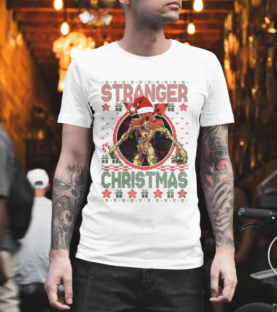 Stranger Christmas Demogorgon Santa Hat T-Shirt
