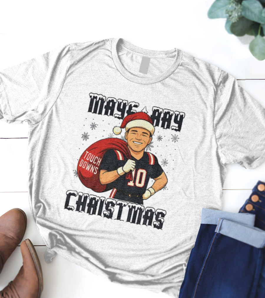 Maye-Day Touchdowns Christmas Santa Vintage Drake Maye Football T-Shirt