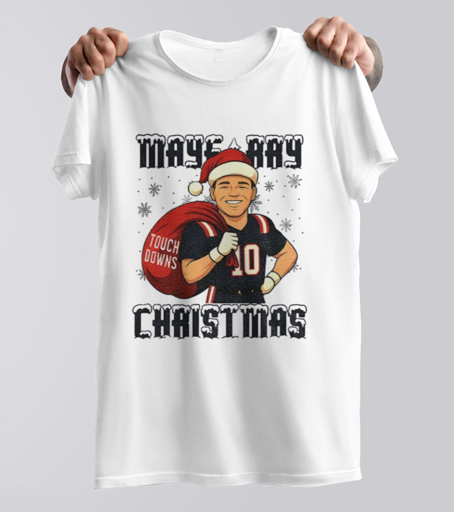 Maye-Day Touchdowns Christmas Santa Vintage Drake Maye Football T-Shirt