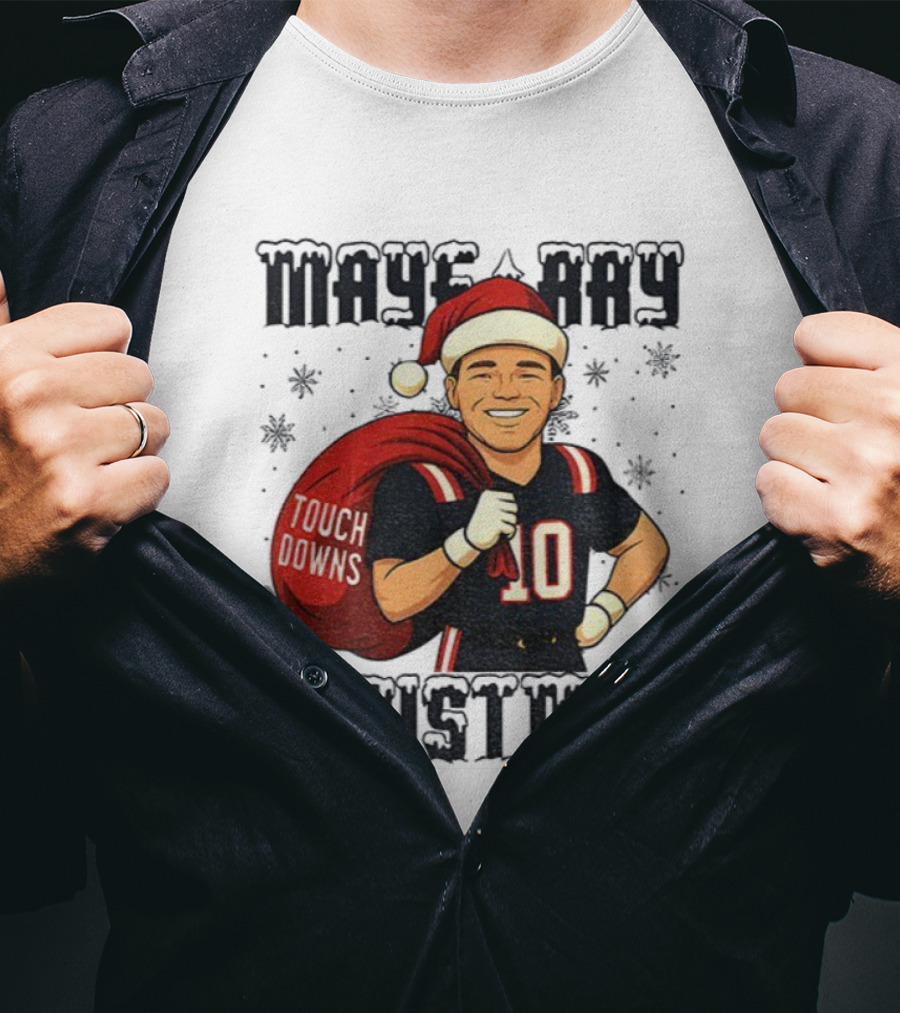 Maye-Day Touchdowns Christmas Santa Vintage Drake Maye Football T-Shirt