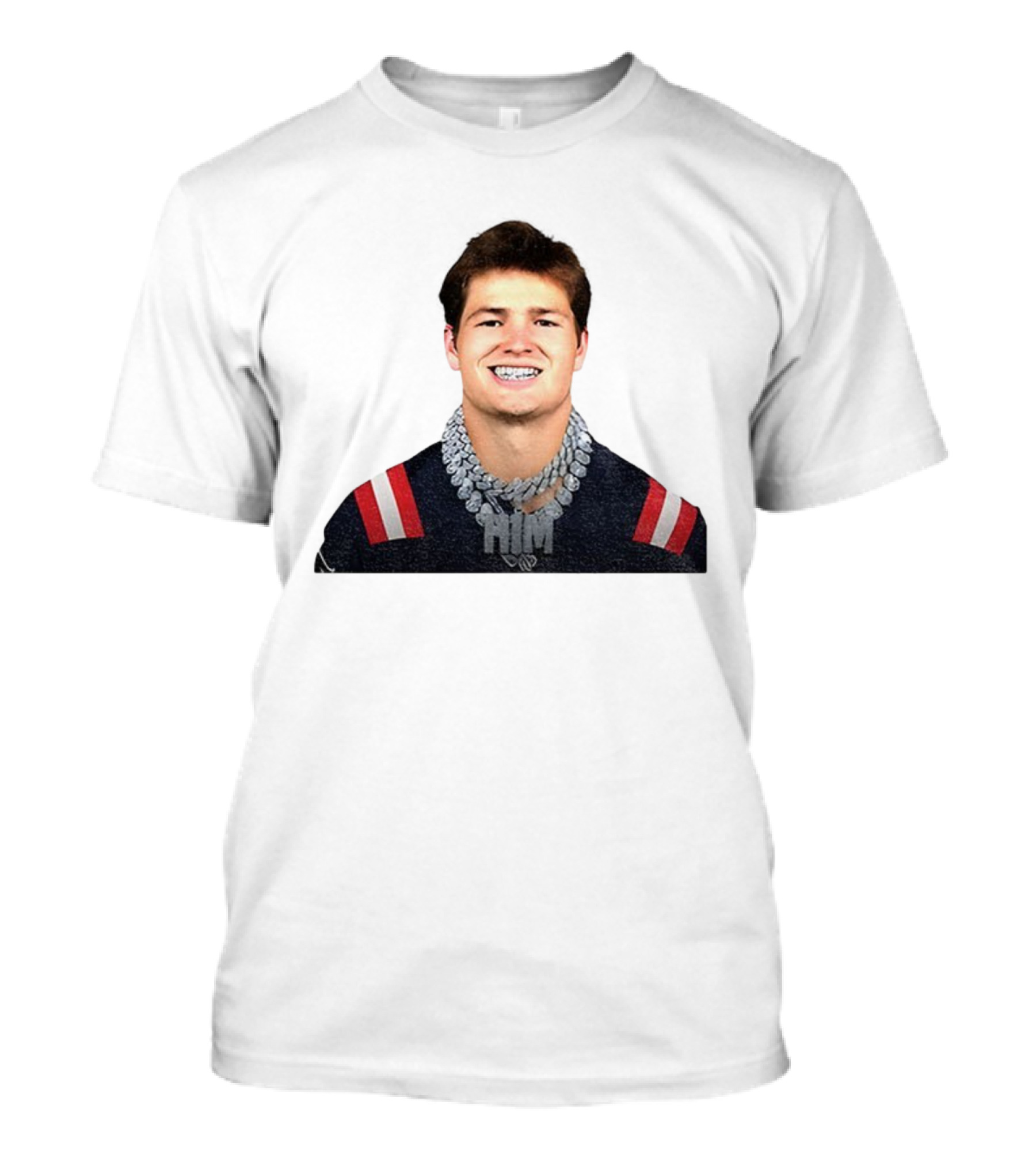 Drake Maye Him Chains New England Football Player Style T-Shirt