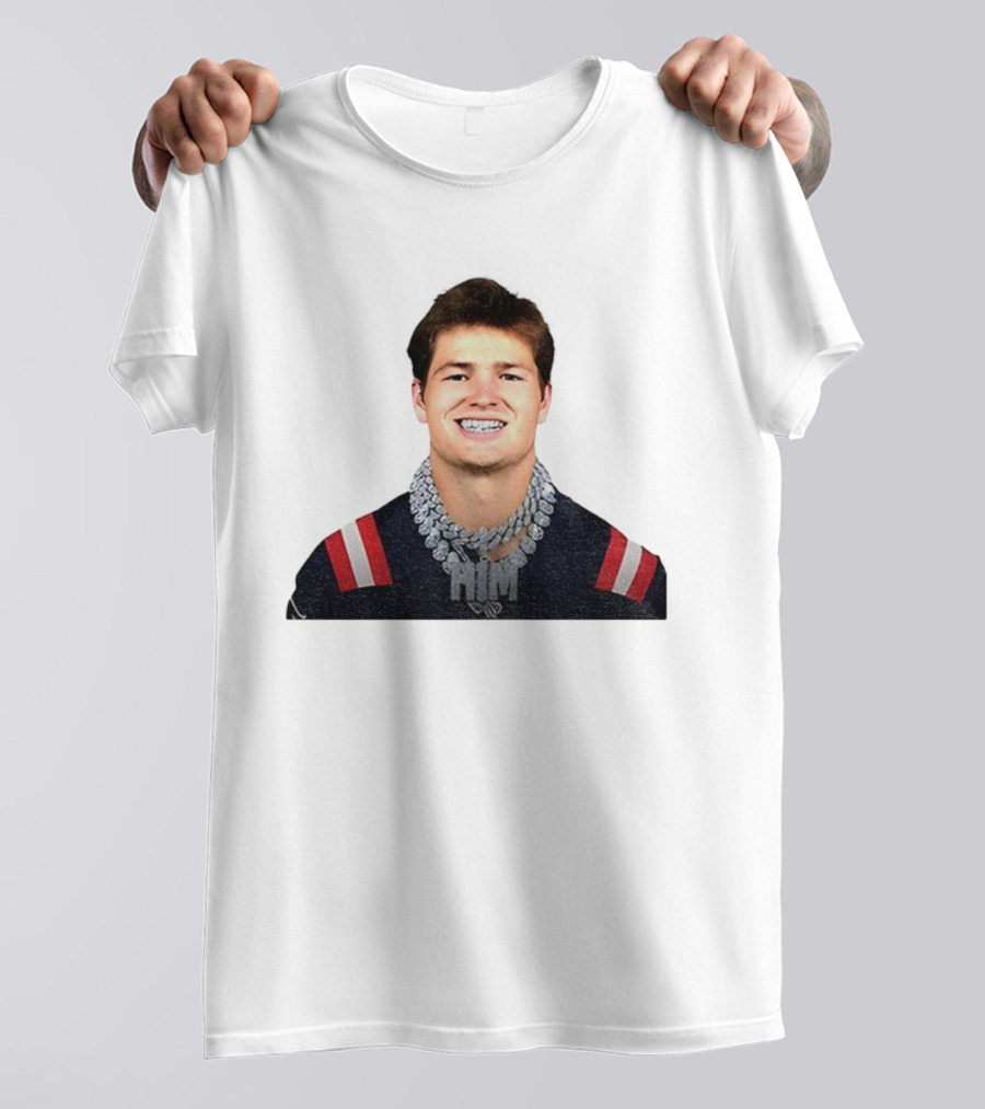 Drake Maye Him Chains New England Football Player Style T-Shirt