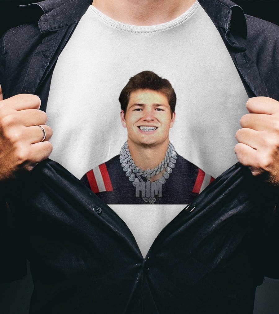 Drake Maye Him Chains New England Football Player Style T-Shirt
