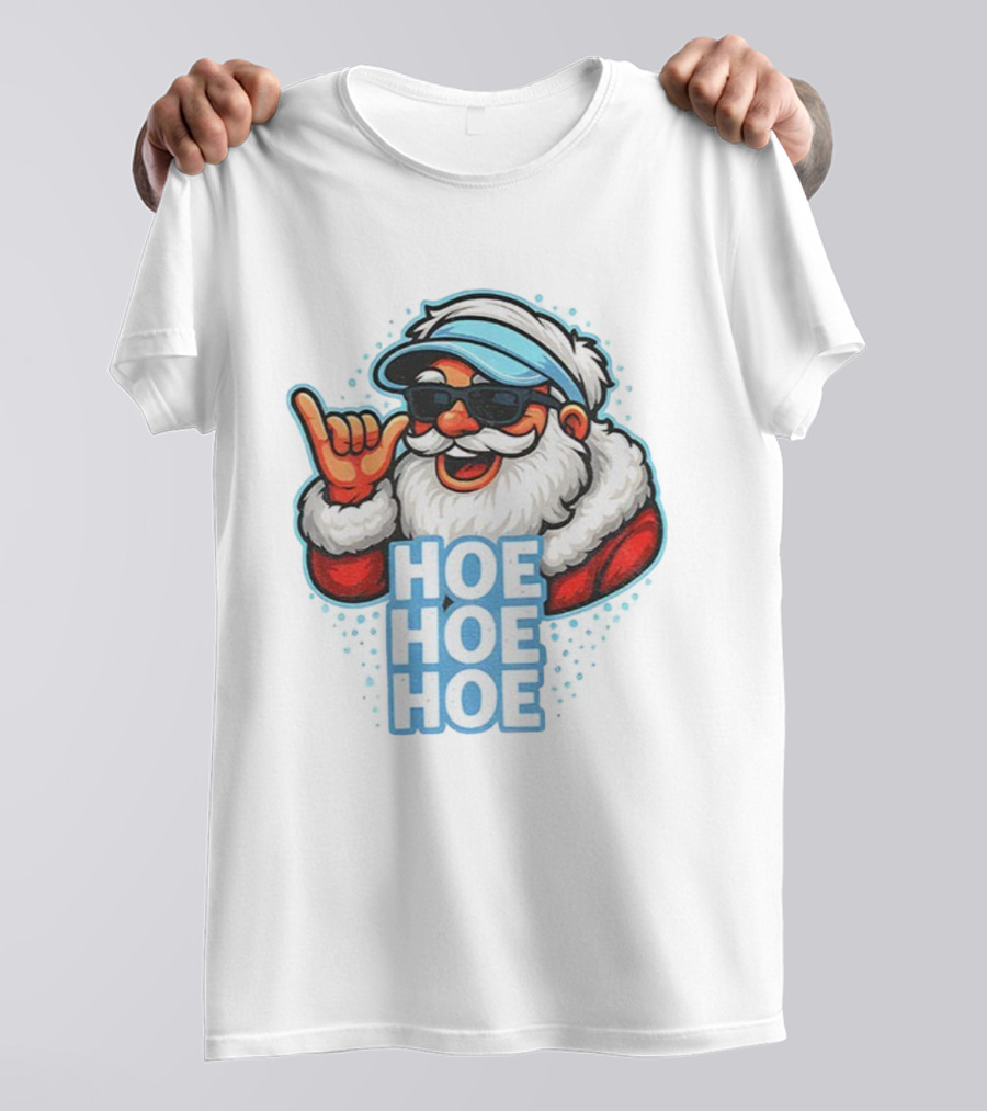 Ho Ho Ho Funny Football Christmas Santa With Sunglasses T-Shirt