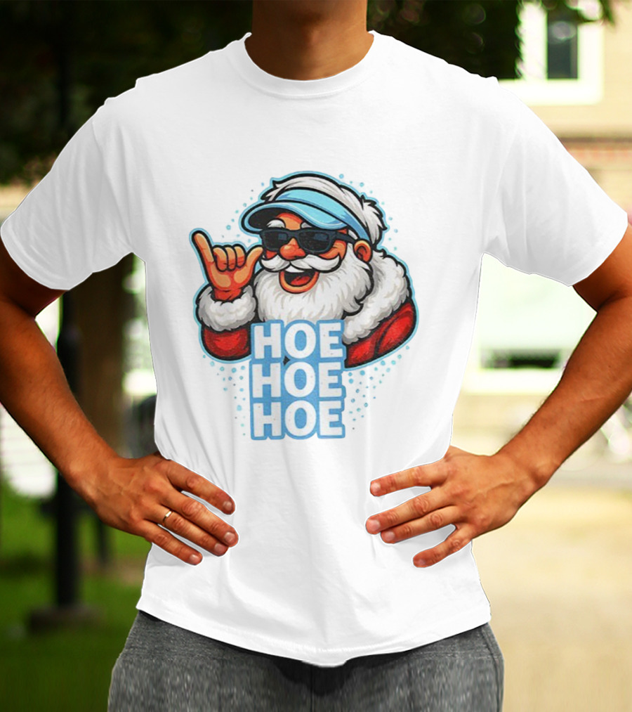 Ho Ho Ho Funny Football Christmas Santa With Sunglasses T-Shirt