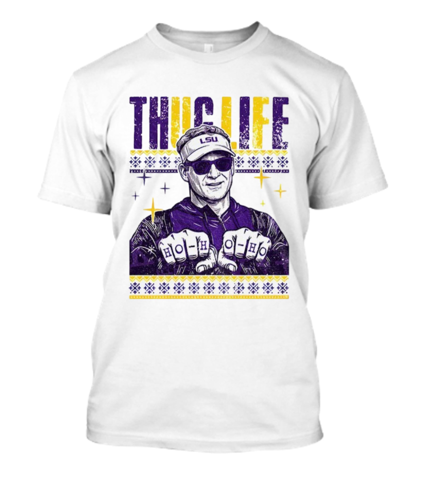 LSU Thug Life Lane Kiffin Ho Ho Ho Christmas Coach T-Shirt