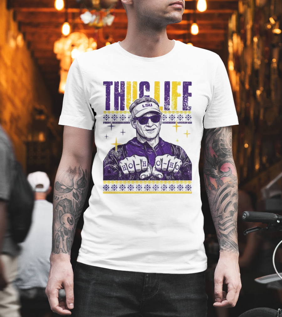 LSU Thug Life Lane Kiffin Ho Ho Ho Christmas Coach T-Shirt
