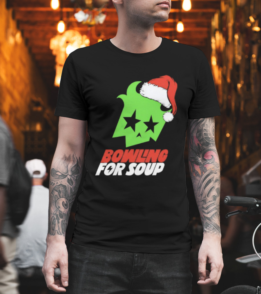 Bowling For Soup Xmas Christmas Santa Hat Stars T-Shirt