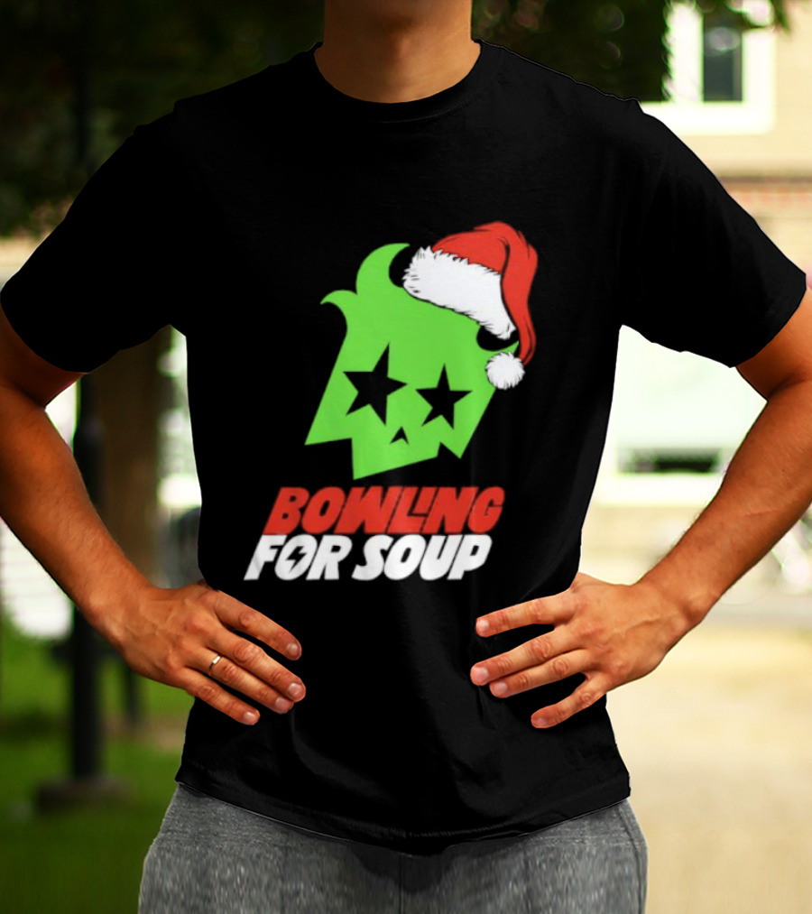 Bowling For Soup Xmas Christmas Santa Hat Stars T-Shirt