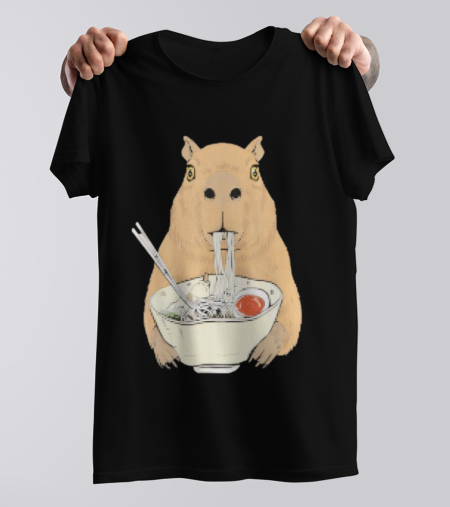 Capybara Eating Ramen Noodles Japanese Style T-Shirt