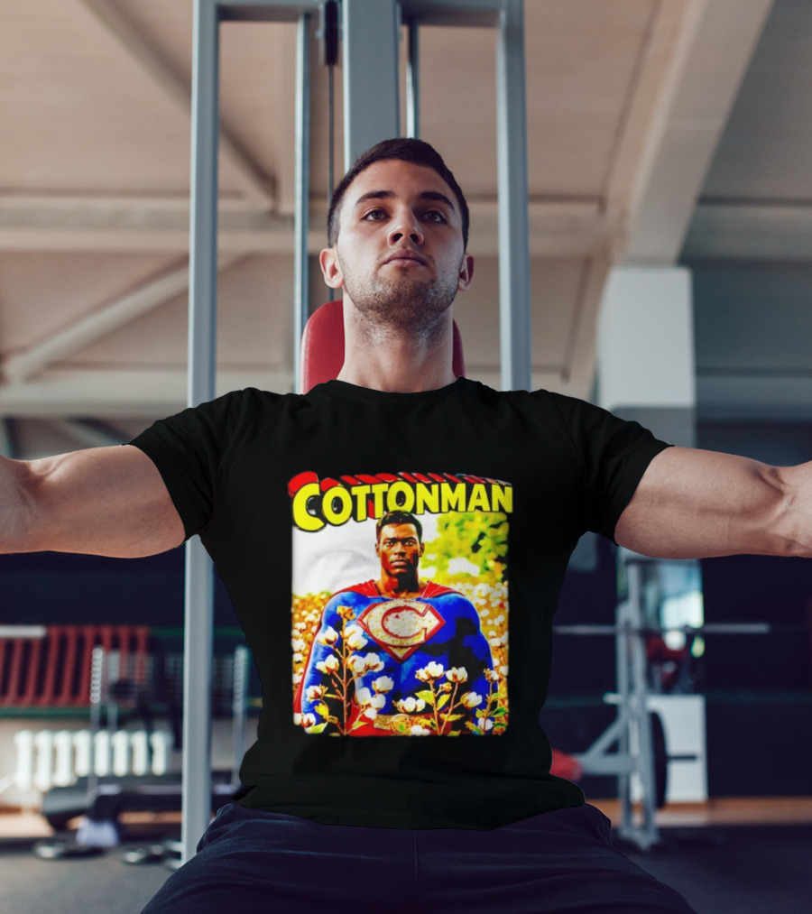 Cottonman Superman Hero In Blooming Cotton Field T-Shirt