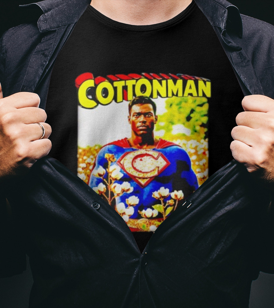 Cottonman Superman Hero In Blooming Cotton Field T-Shirt