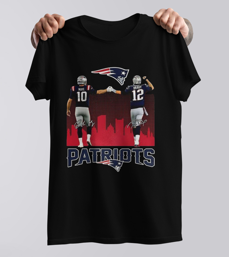 Drake Maye Tom Brady Patriots Signature Team Unity T-Shirt