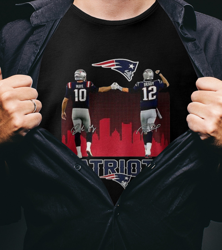 Drake Maye Tom Brady Patriots Signature Team Unity T-Shirt