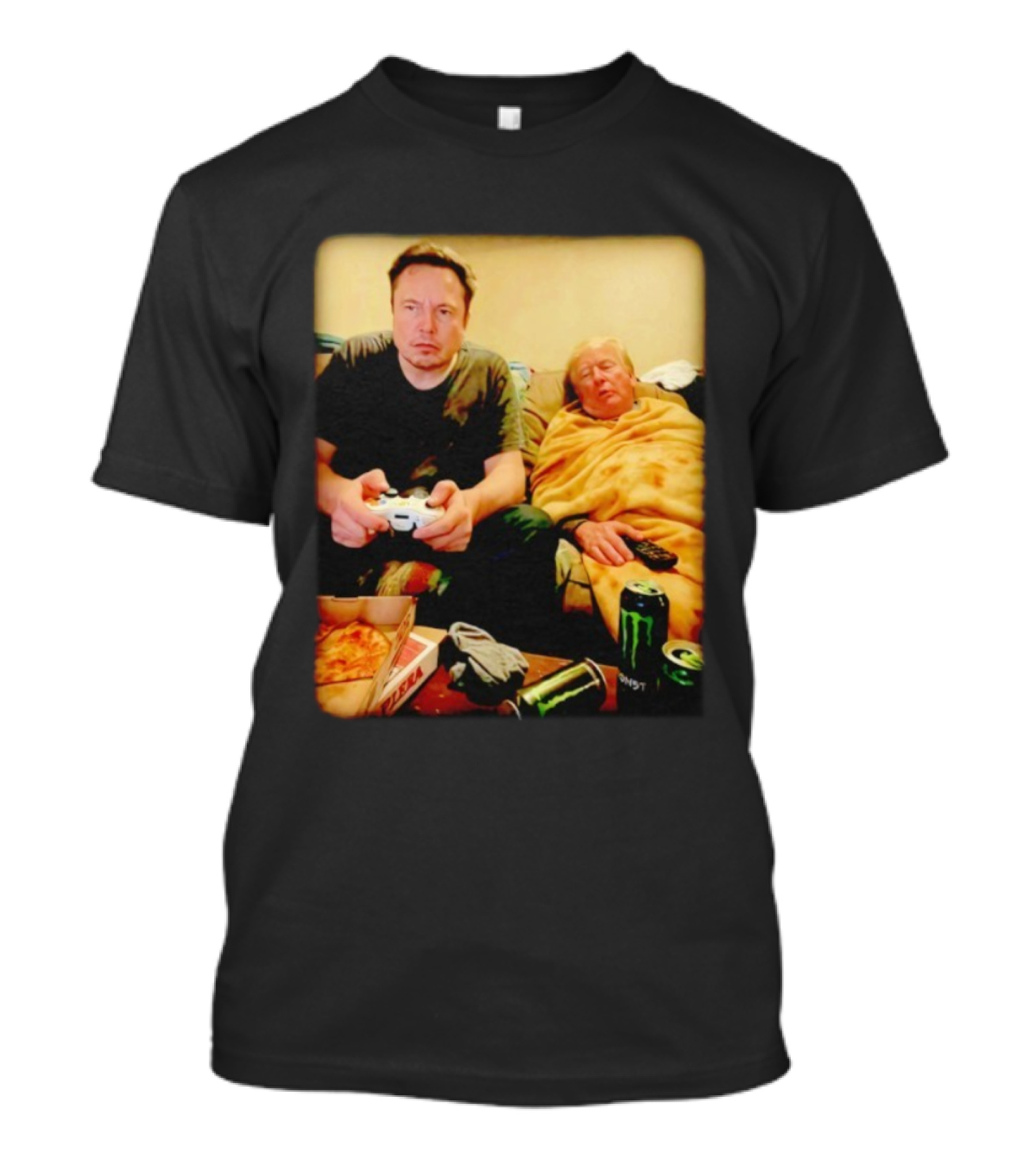 Elon Don Gaming Pizza Couch Monster Energy T-Shirt