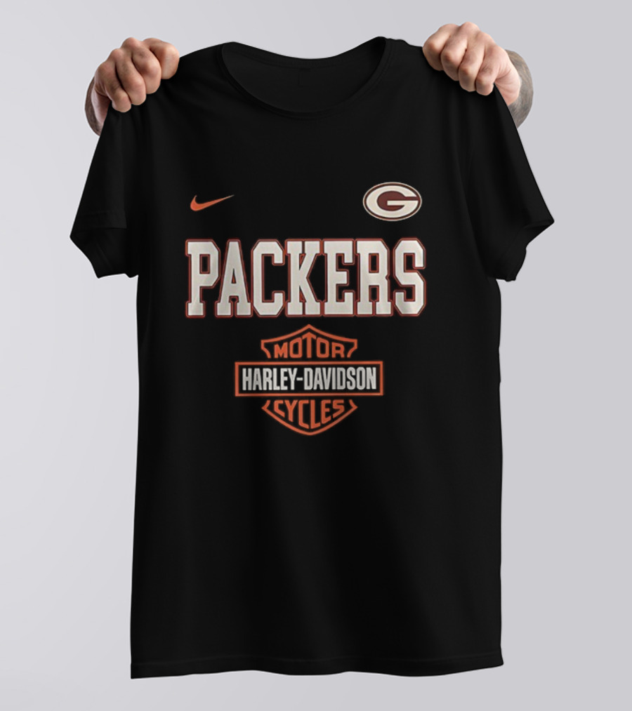 Packers Nike Harley Davidson Motorcycles G Emblem T-Shirt