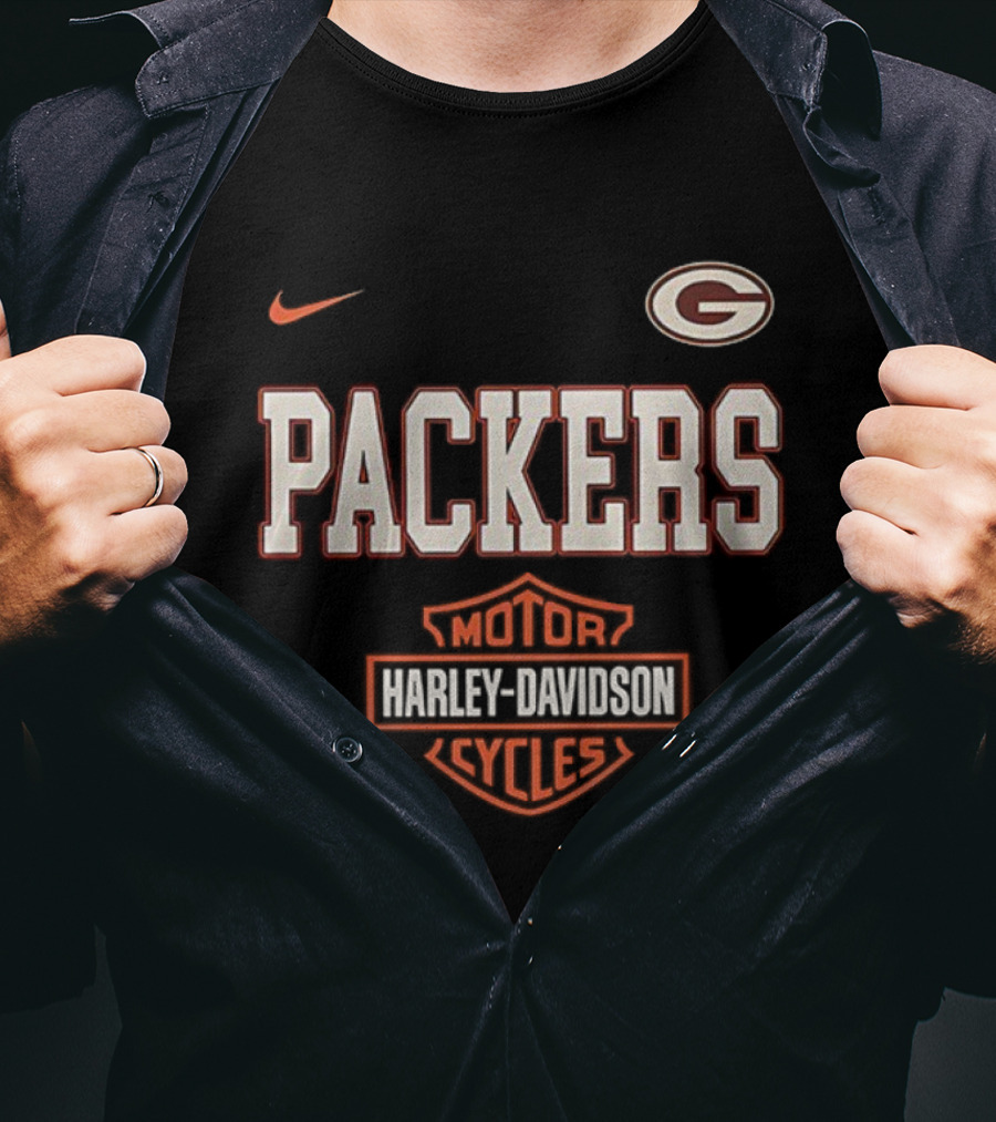 Packers Nike Harley Davidson Motorcycles G Emblem T-Shirt