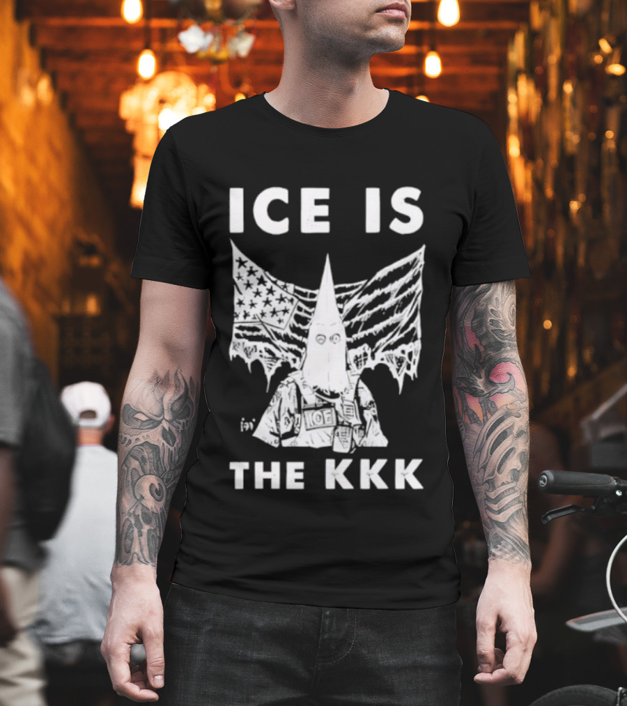 ICE Is The KKK American Flag And Hooded Figure T-Shirt