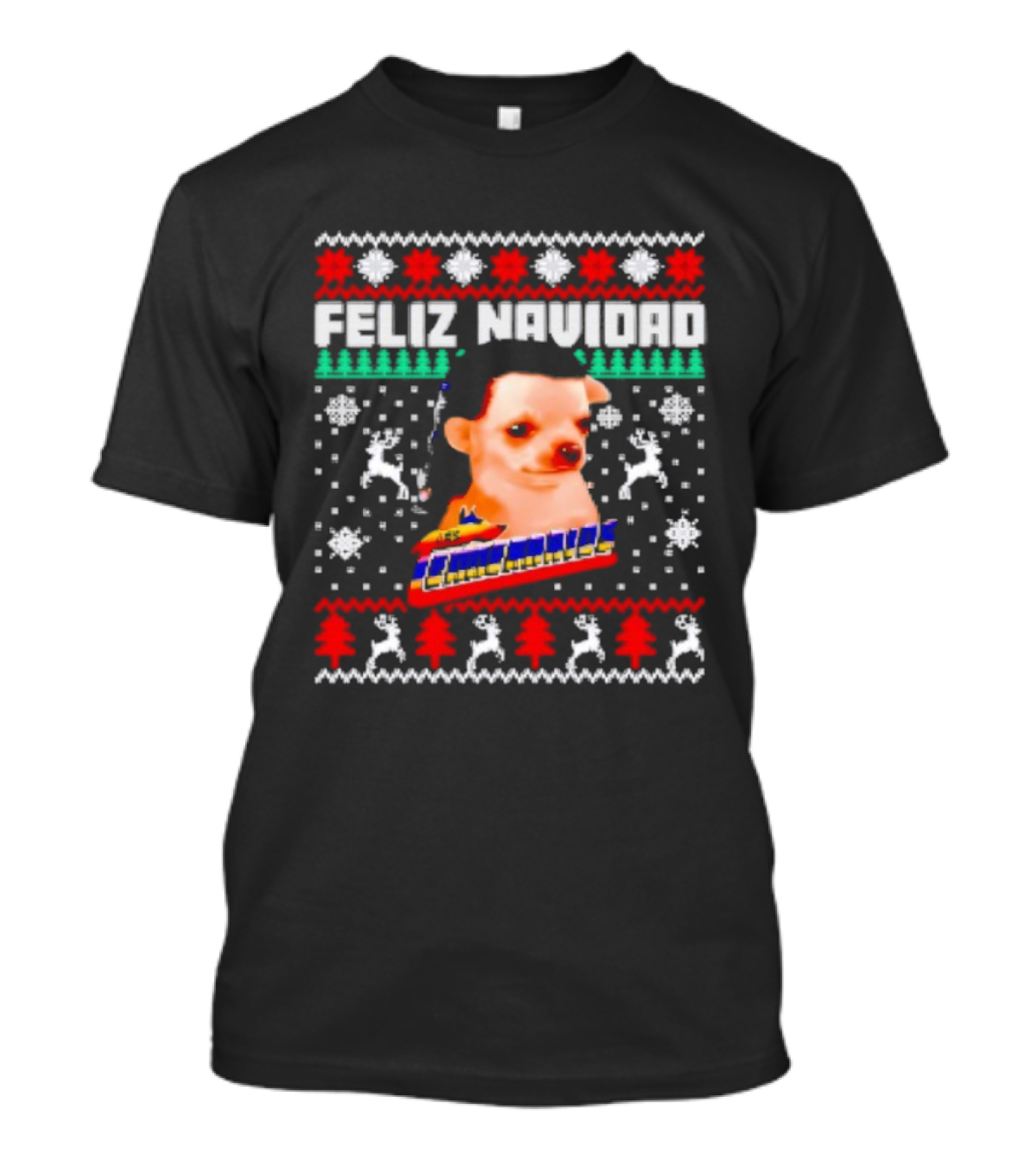 Feliz Navidad Los Temerarios Dog Ugly Christmas Sweater Design T-Shirt