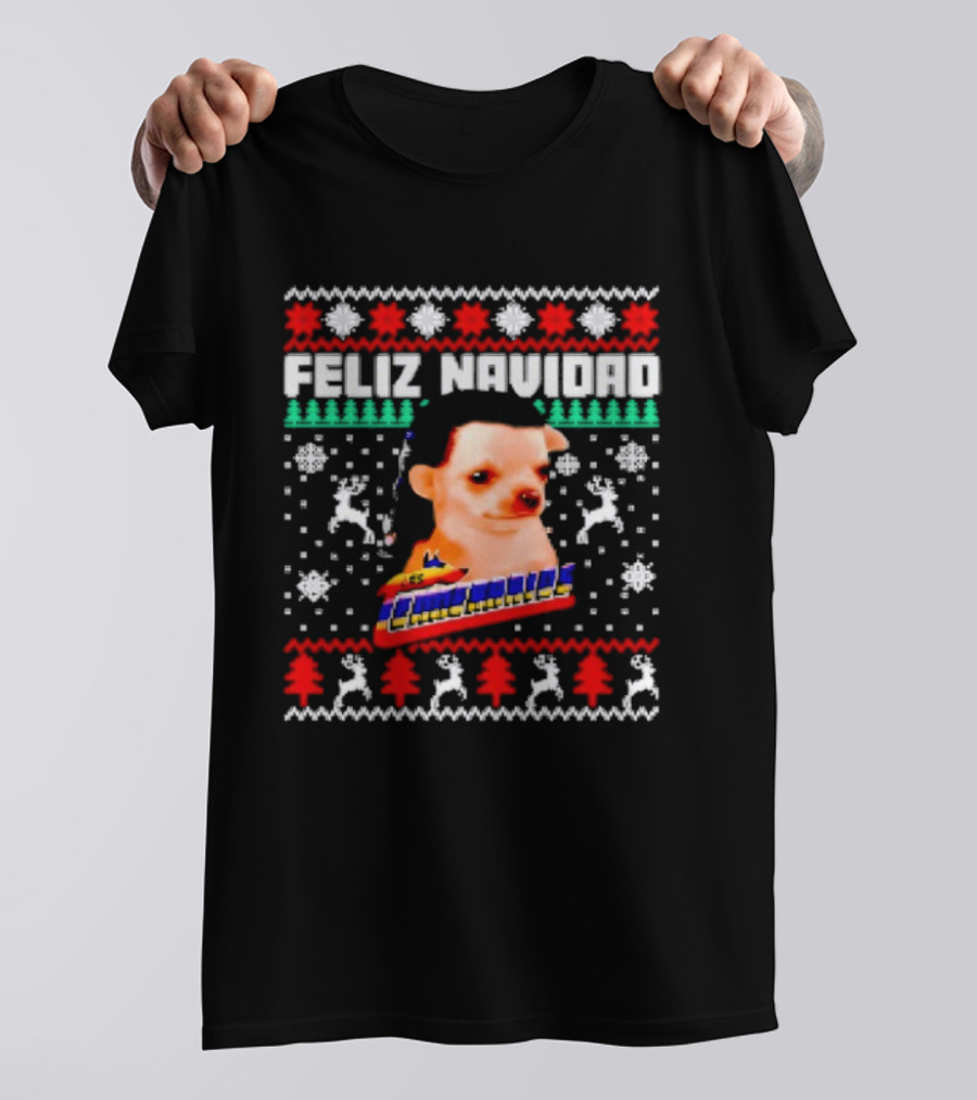 Feliz Navidad Los Temerarios Dog Ugly Christmas Sweater Design T-Shirt
