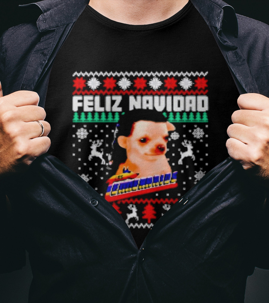 Feliz Navidad Los Temerarios Dog Ugly Christmas Sweater Design T-Shirt