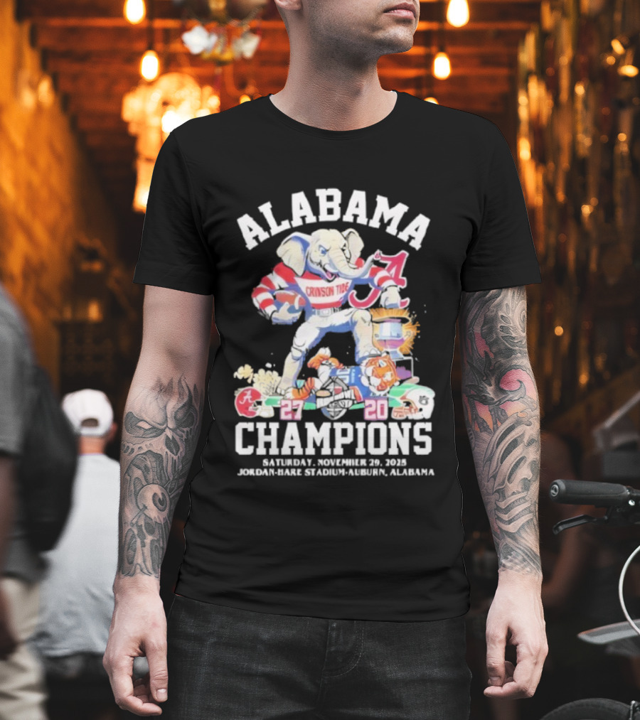 Alabama Crimson Tide Iron Bowl 2025 Champions Vs LSU Tigers 27-20 November 29 Jordan-Hare Stadium T-Shirt