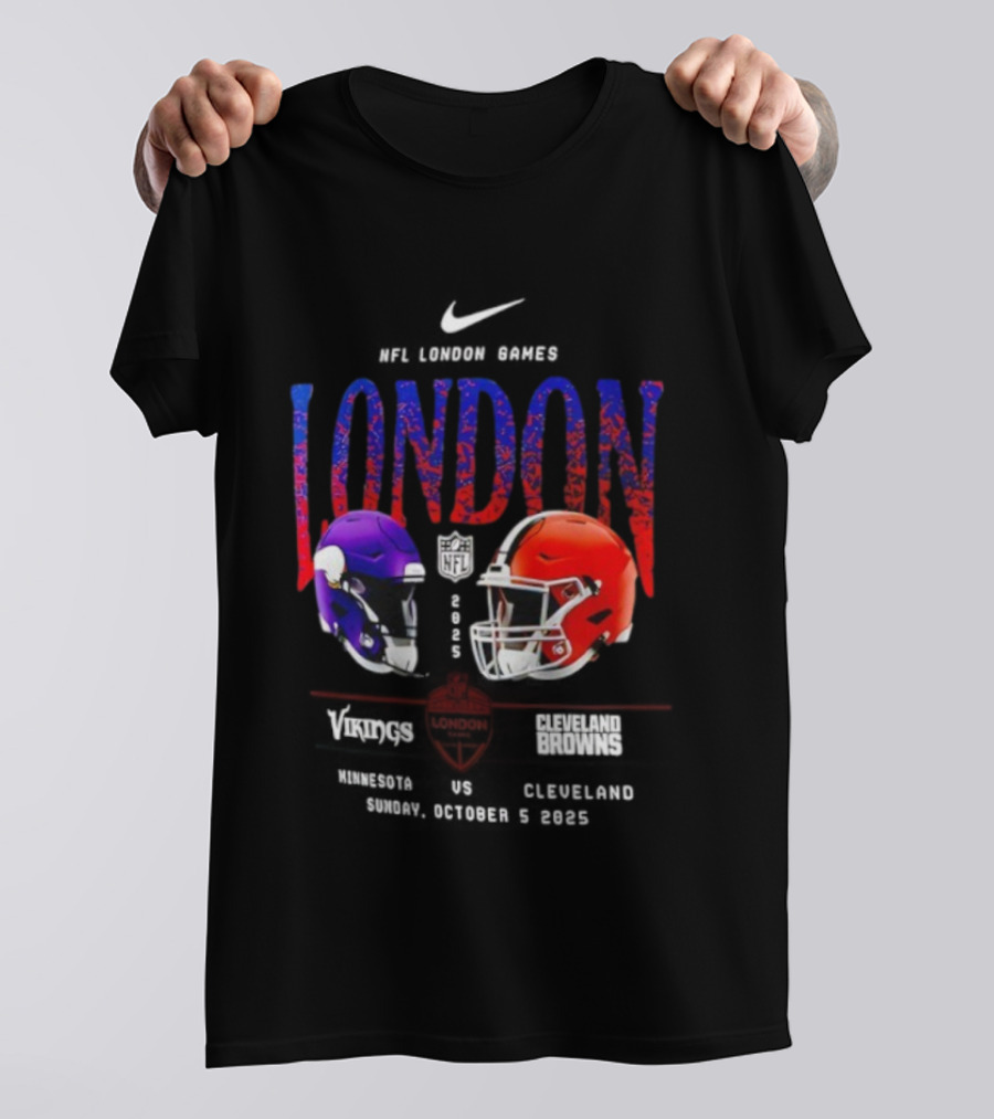 NFL London Games Vikings Vs Browns October 5th 2025 Helmets Clash T-Shirt