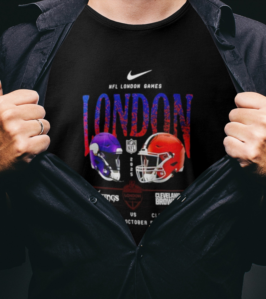 NFL London Games Vikings Vs Browns October 5th 2025 Helmets Clash T-Shirt